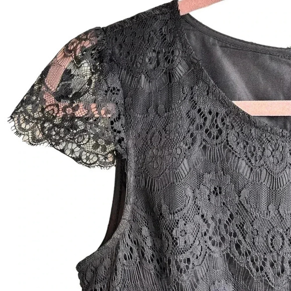 Dex Black Lace Dress, cap sleeves, lined, Small. Pretty, Whimsical, Goth, Prom - Picture 4 of 12